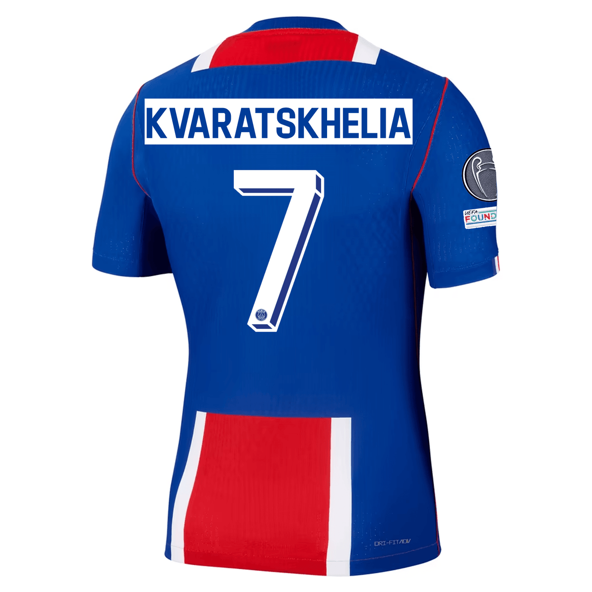 Nike Paris Saint-Germain Match Authentic Khvicha Kvaratskhelia Home Jersey w/ Champions League Patches 26/27 (Old Royal/White/Red) | SoccerWearhouse