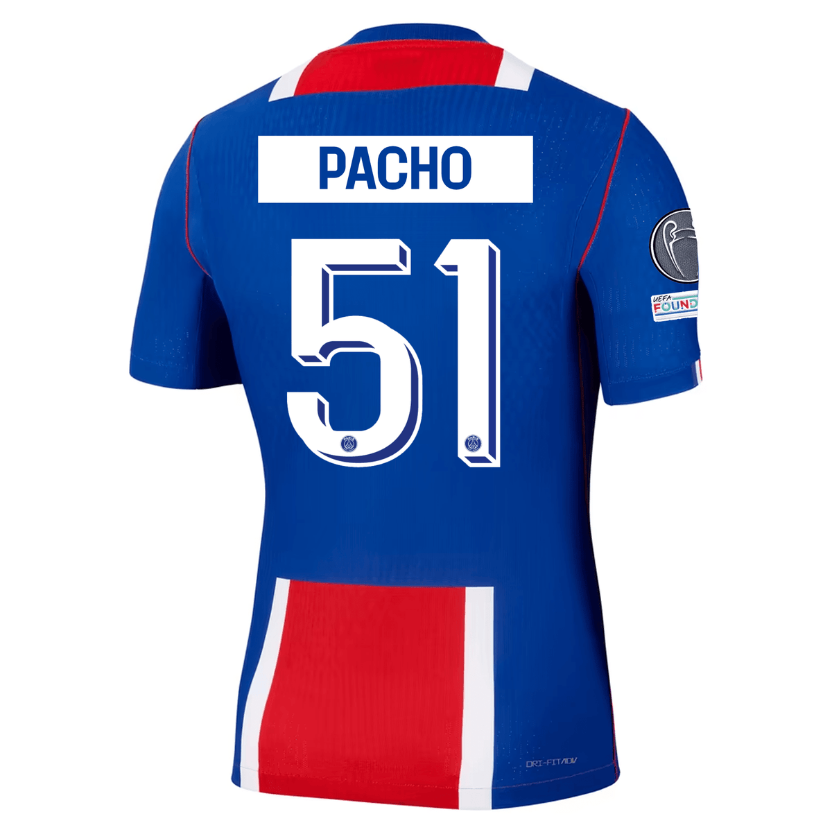 Nike Paris Saint-Germain Match Authentic Willian Pacho Home Jersey w/ Champions League Patches 26/27 (Old Royal/White/Red) | SoccerWearhouse