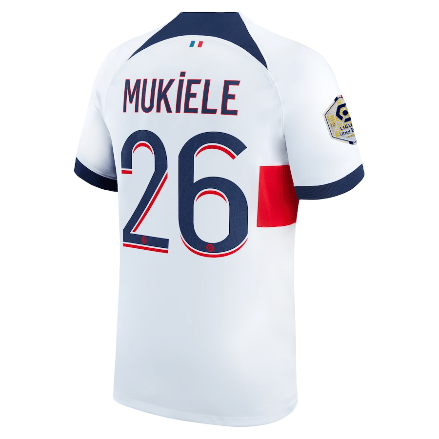 Nike Paris Saint-Germain Nordi Mukiele Away Jersey w/ Ligue 1 Patch 23 Nike Paris Saint-Germain Nordi Mukiele Away Jersey w/ Ligue 1 Patch 23