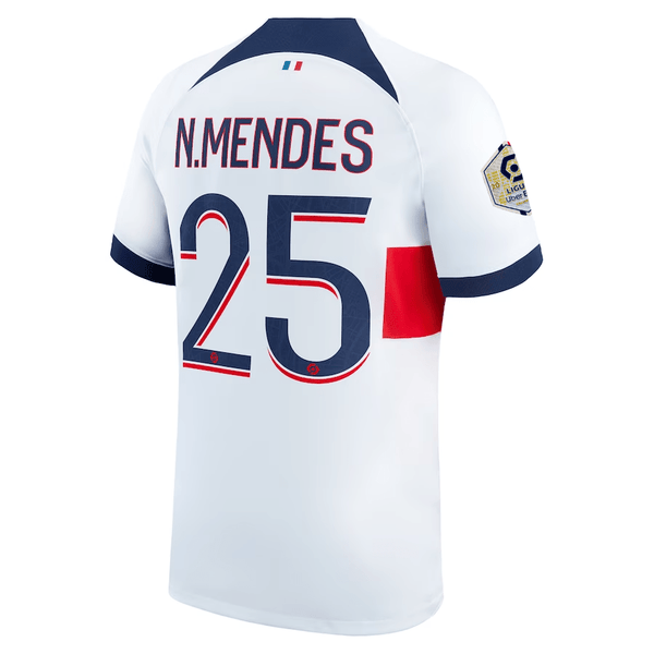 Nike Paris Saint-Germain Nuno Mendes Away Jersey w/ Ligue 1 Patch 23/2
