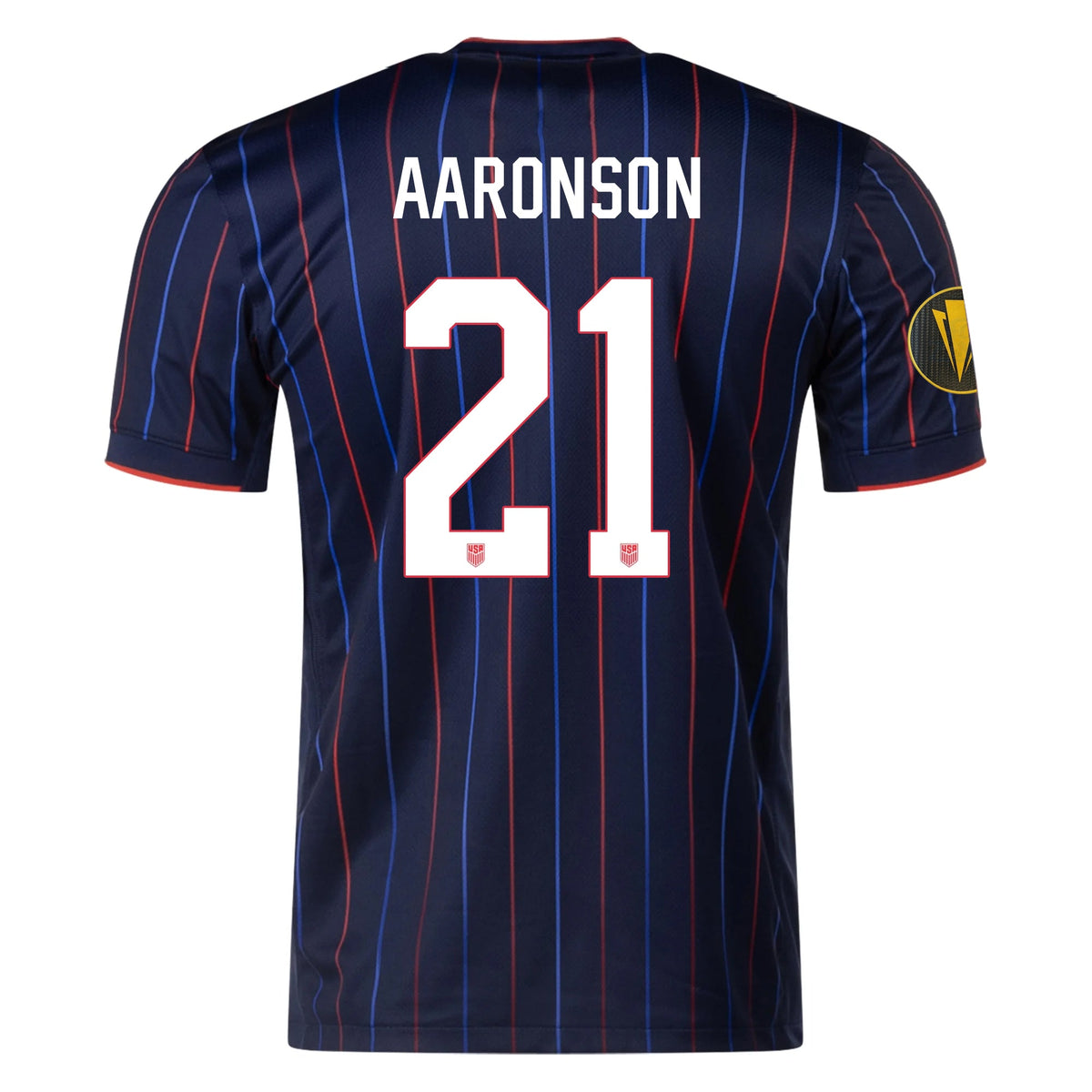 Nike Paxten Aaronson United States Away Jersey 25/26 w/ Gold Cup Patch 2025 (Obsidian/Challenge Red) | SoccerWearhouse