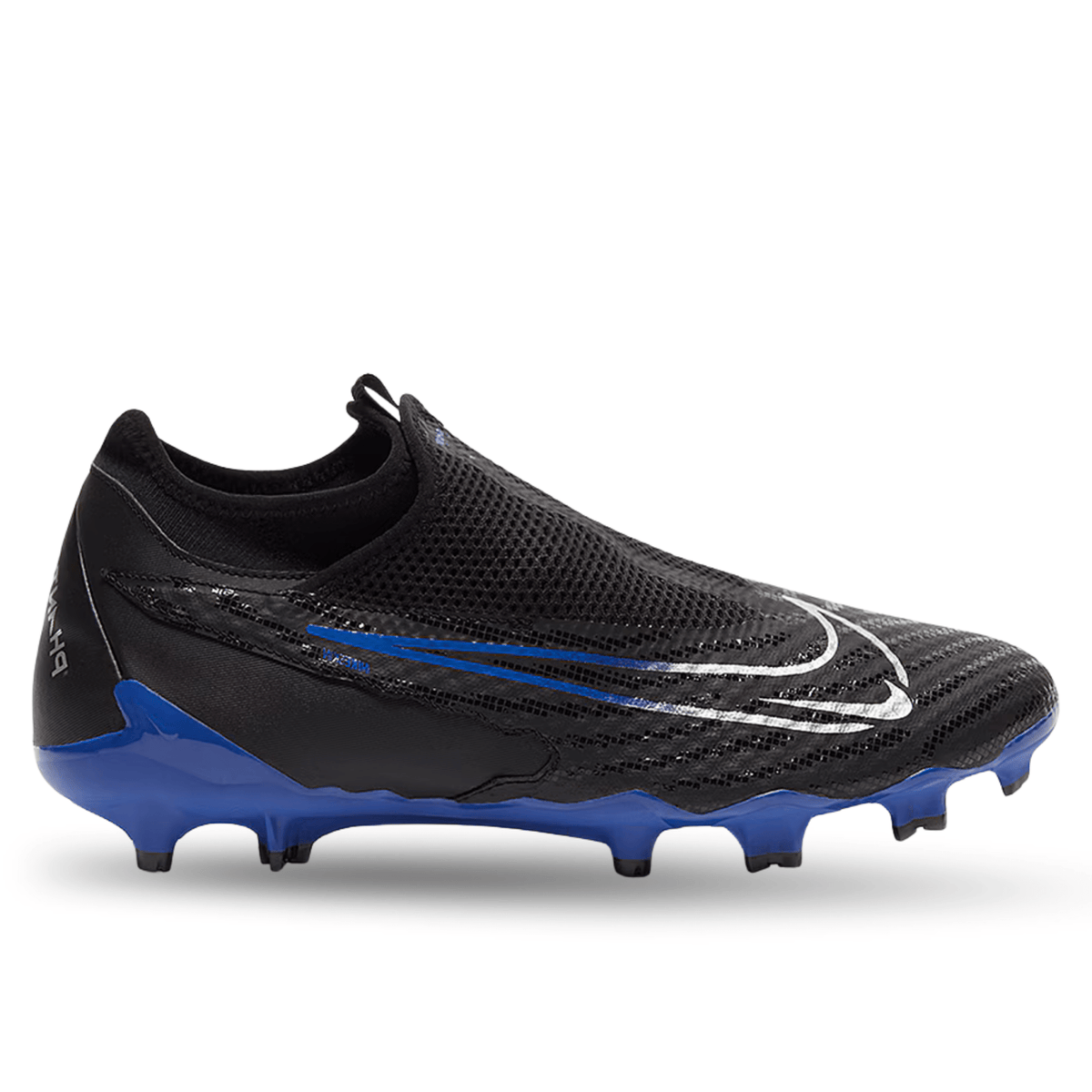 Nike Phantom GX Academy DF FG/MG Soccer Cleats (Black/Chrome - Hyper Royal) | SoccerWearhouse