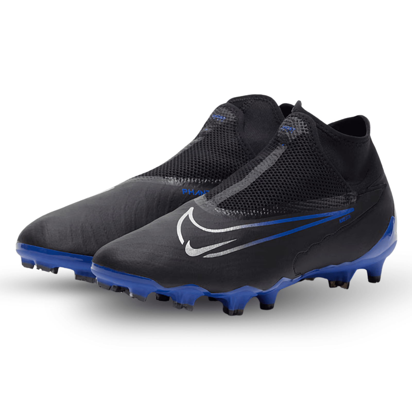 Nike Phantom GX Pro DF Firm Ground Soccer Cleats (Black/Chrome - Hyper Royal) | SoccerWearhouse