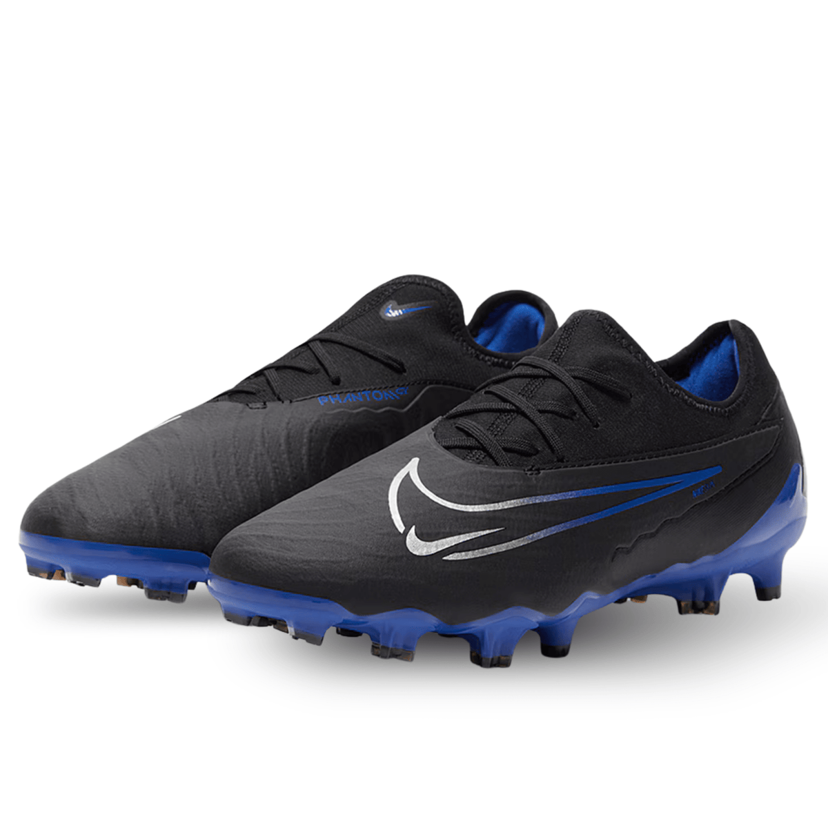 Nike Phantom GX Pro Firm Ground Soccer Cleats (Black/Chrome - Hyper Royal) | SoccerWearhouse