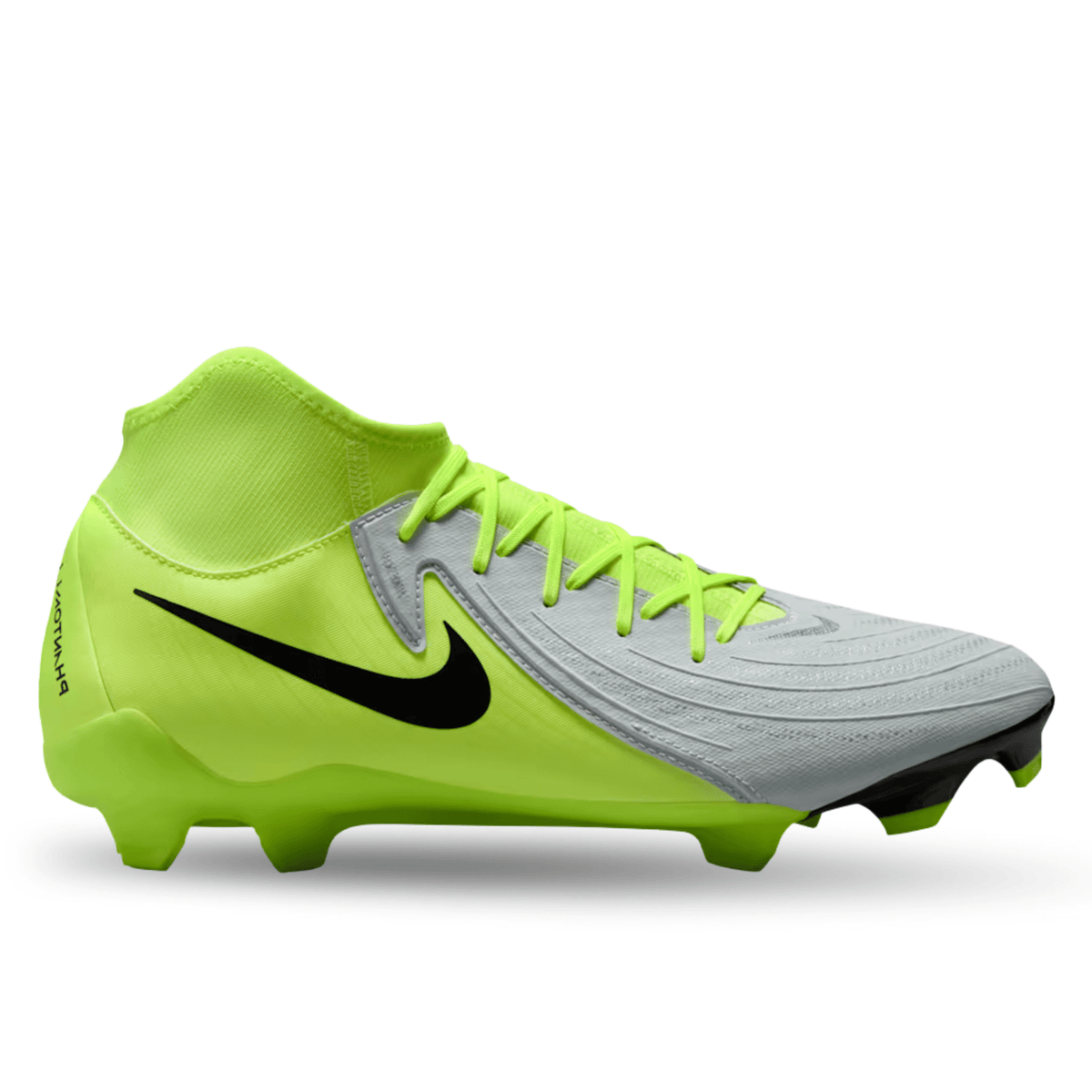 Nike Phantom Luna II Academy FG/MG Soccer Cleats (Metallic Silver/Black - Volt) | SoccerWearhouse