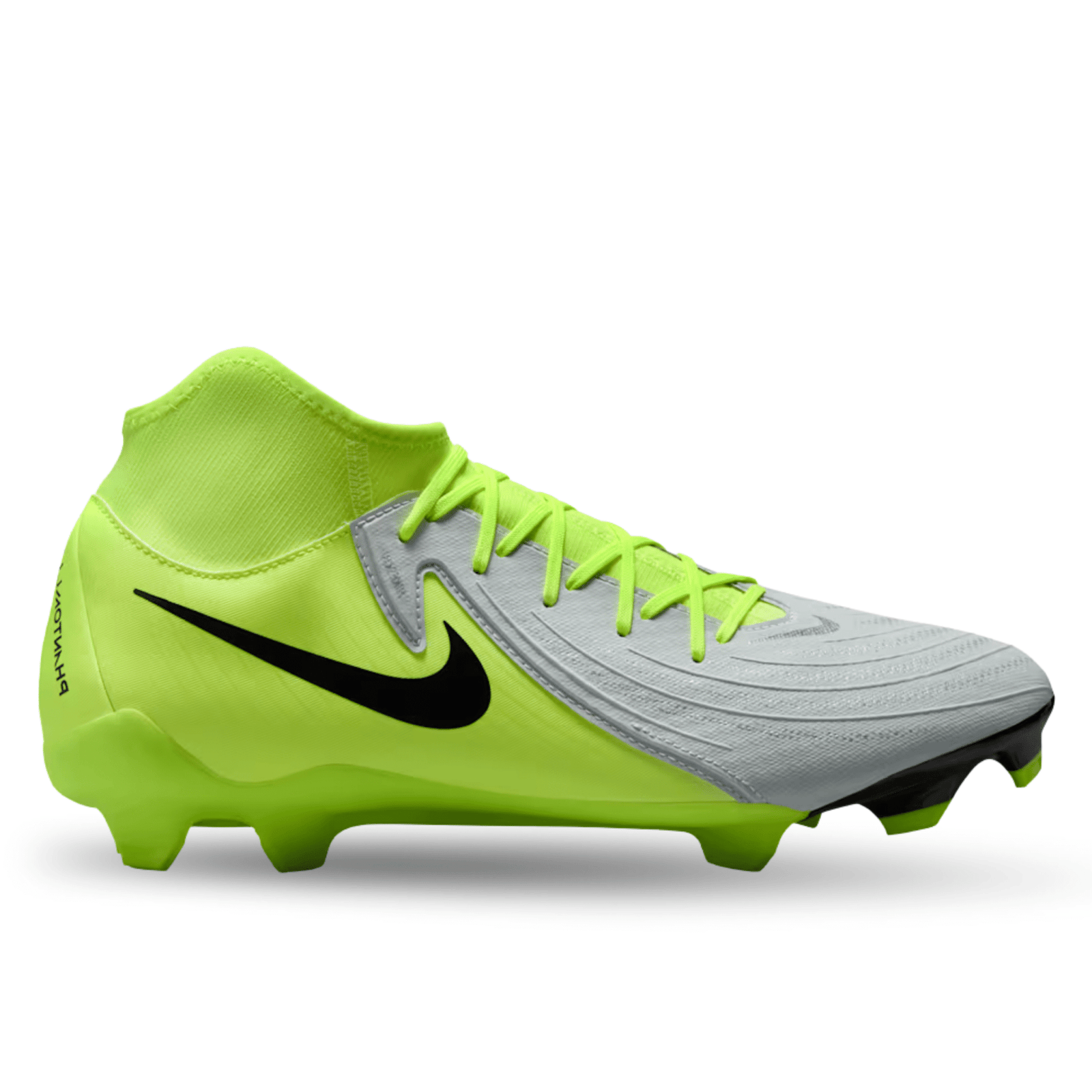 Nike Phantom Luna II Academy FG/MG Soccer Cleats (Metallic Silver/Black - Volt) | SoccerWearhouse