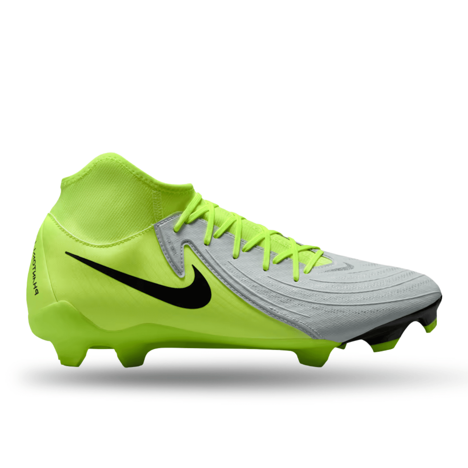 Nike Phantom Luna II Academy FG/MG Soccer Cleats (Metallic Silver/Black - Volt) | SoccerWearhouse