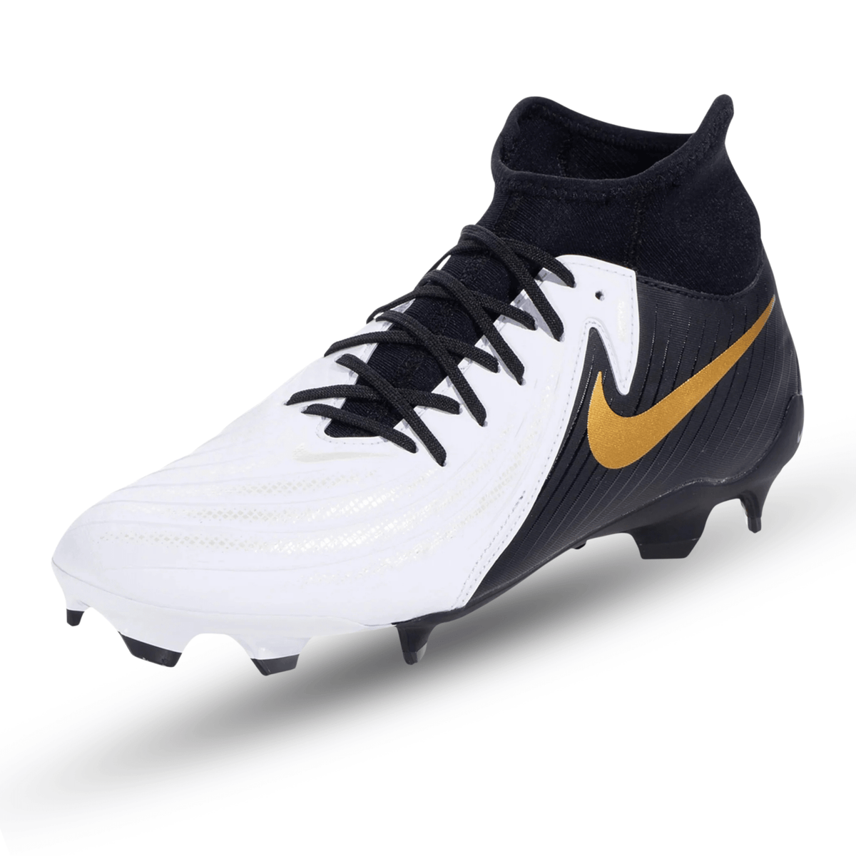 Nike Phantom Luna II Academy FG/MG Soccer Cleats (White/Black - Metallic Gold Coin) | SoccerWearhouse