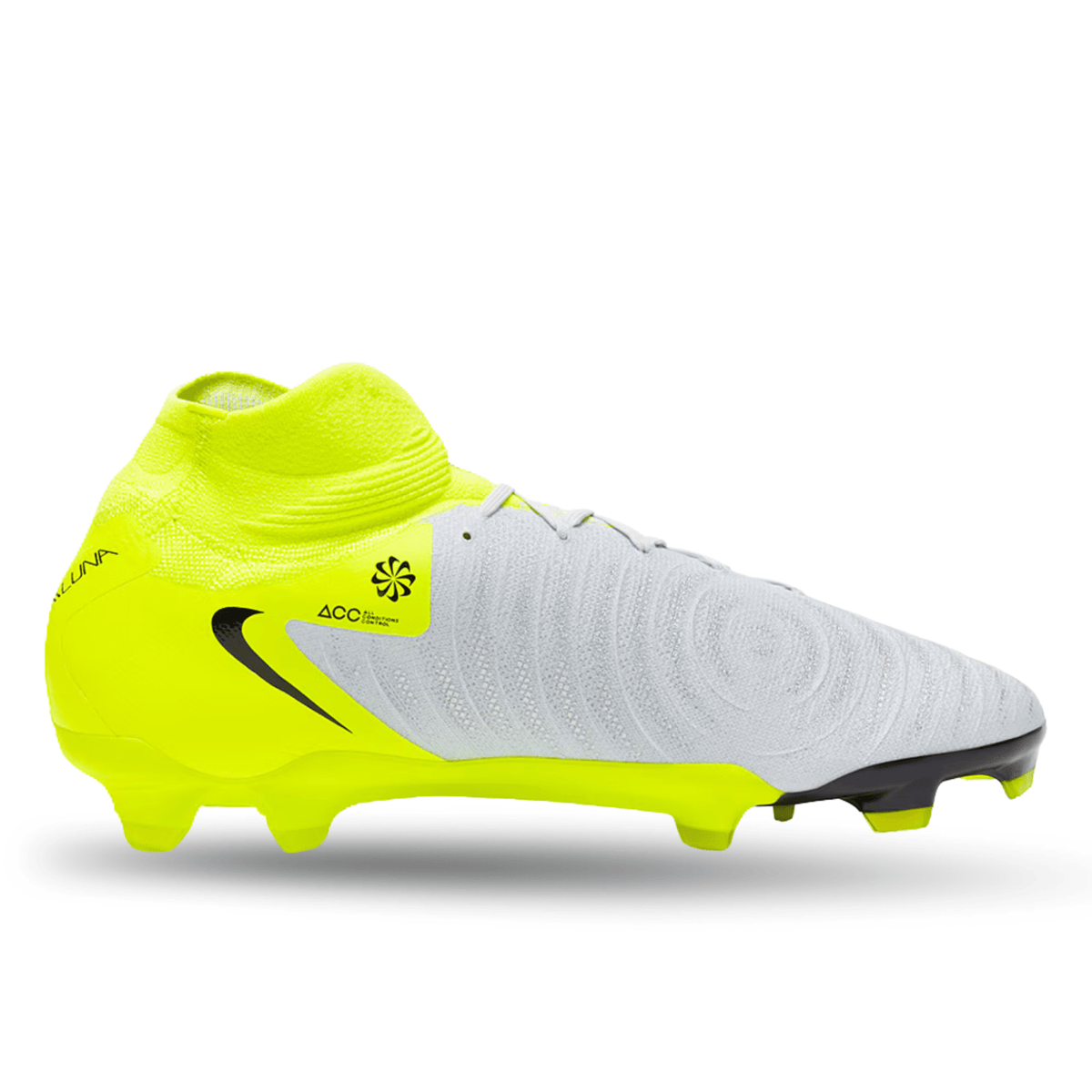 Nike Phantom Luna II Pro FG Soccer Cleats (Metallic Silver/Black - Volt) | SoccerWearhouse