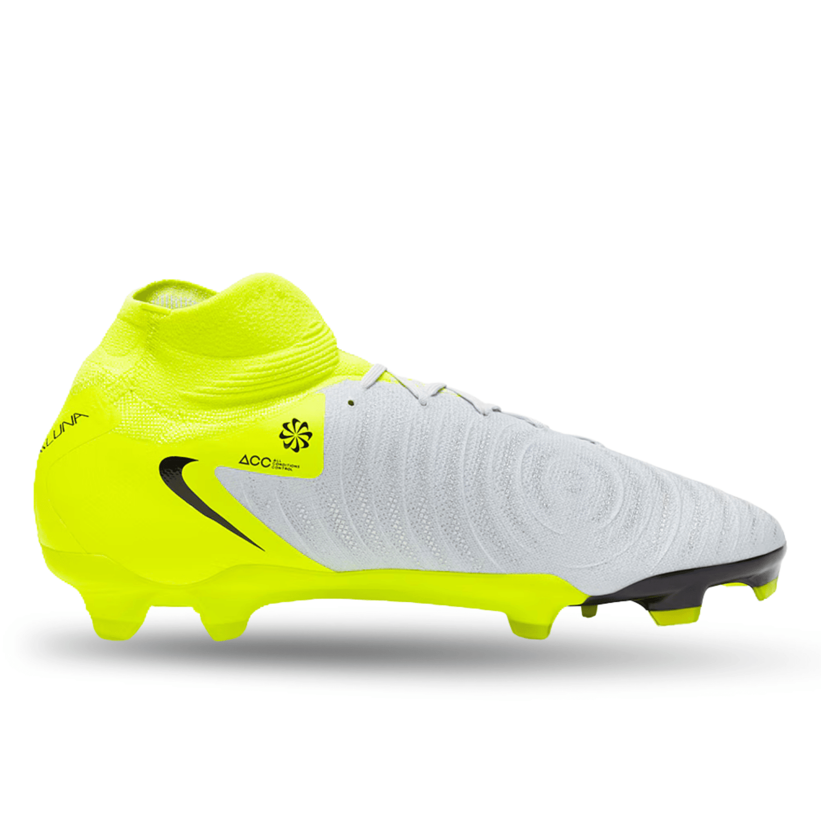 Nike Phantom Luna II Pro FG Soccer Cleats (Metallic Silver/Black - Volt) | SoccerWearhouse
