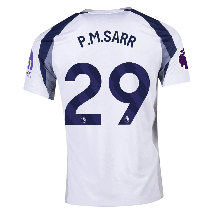 Nike P.M. Sarr Tottenham Hotspurs Home Jersey w/ EPL + No Room For Racism Patch 25/26 (White/Iron/Binary Blue) | SoccerWearhouse