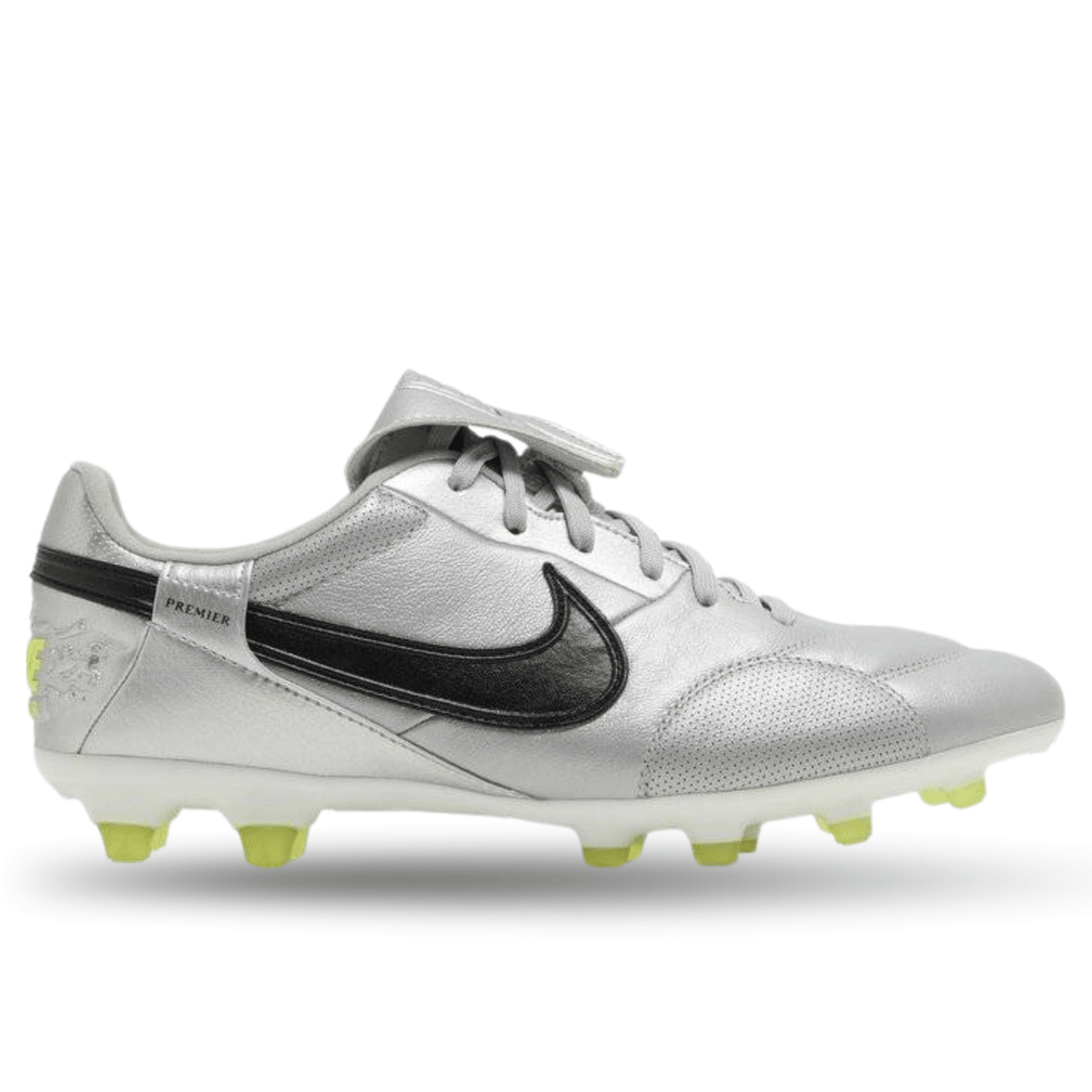 Nike Premier III Firm Ground Soccer Cleats (Metallic Silver/Black - Volt) | SoccerWearhouse