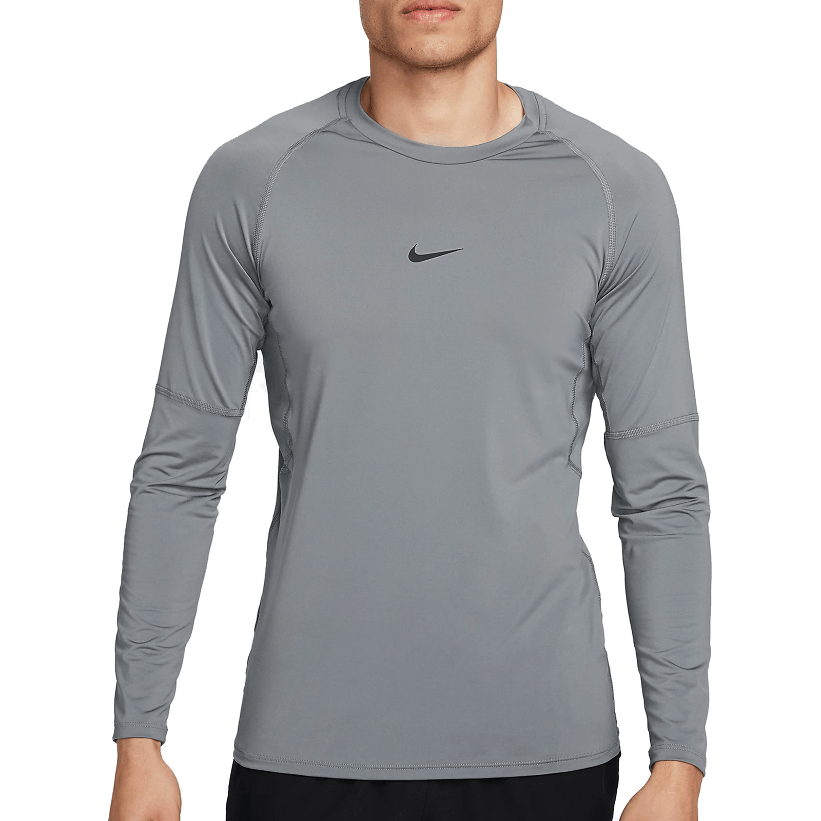 Nike Pro Dri Fit Slim Long Sleeve Fitness Top (Smoke Grey/Black) | SoccerWearhouse