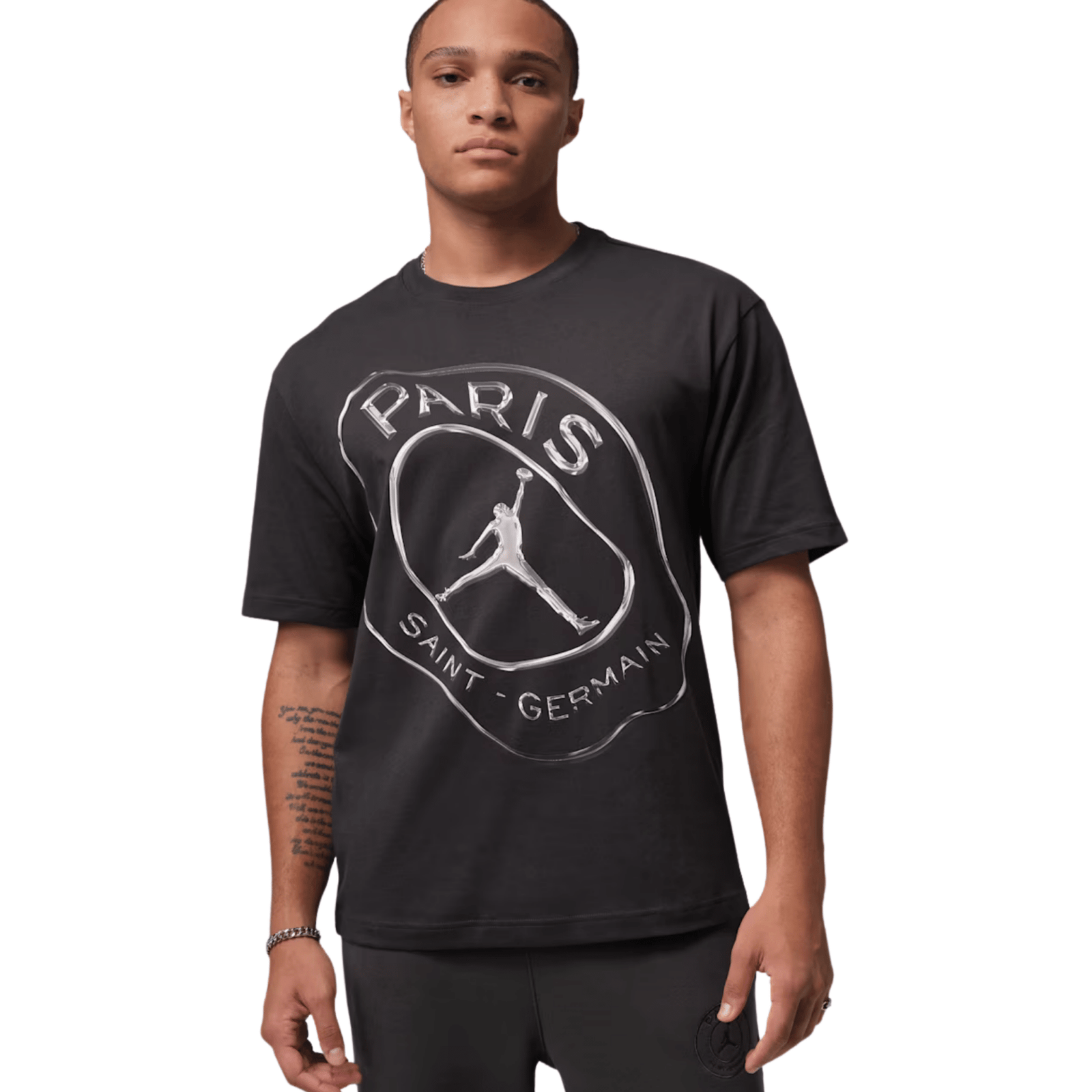 Nike PSG Practice Soccer T-Shirt 25/26 (Oil Grey/White) | SoccerWearhouse