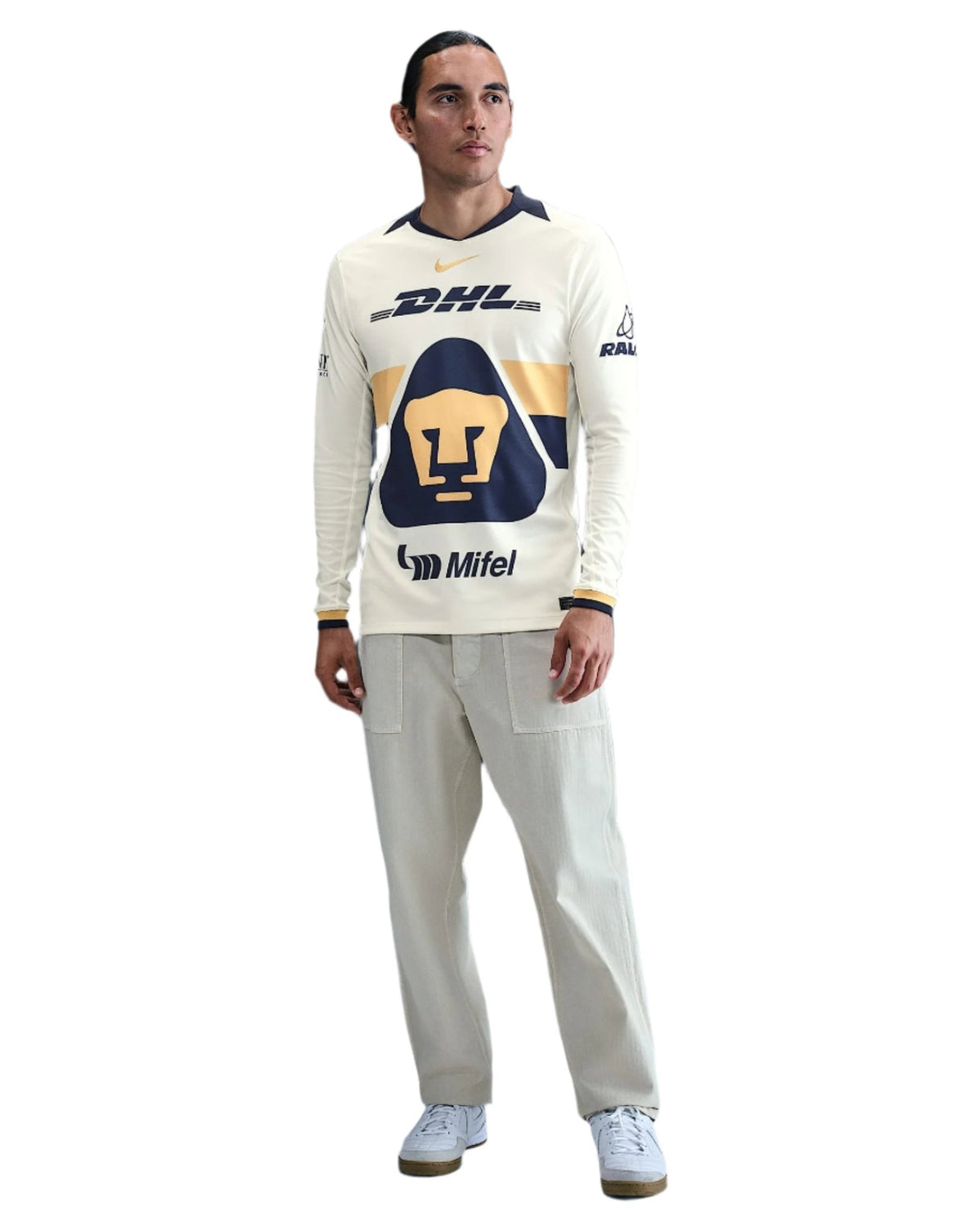 Nike Pumas UNAM 25/26 Long Sleeve Home Jersey (Sail/Club Gold) | SoccerWearhouse
