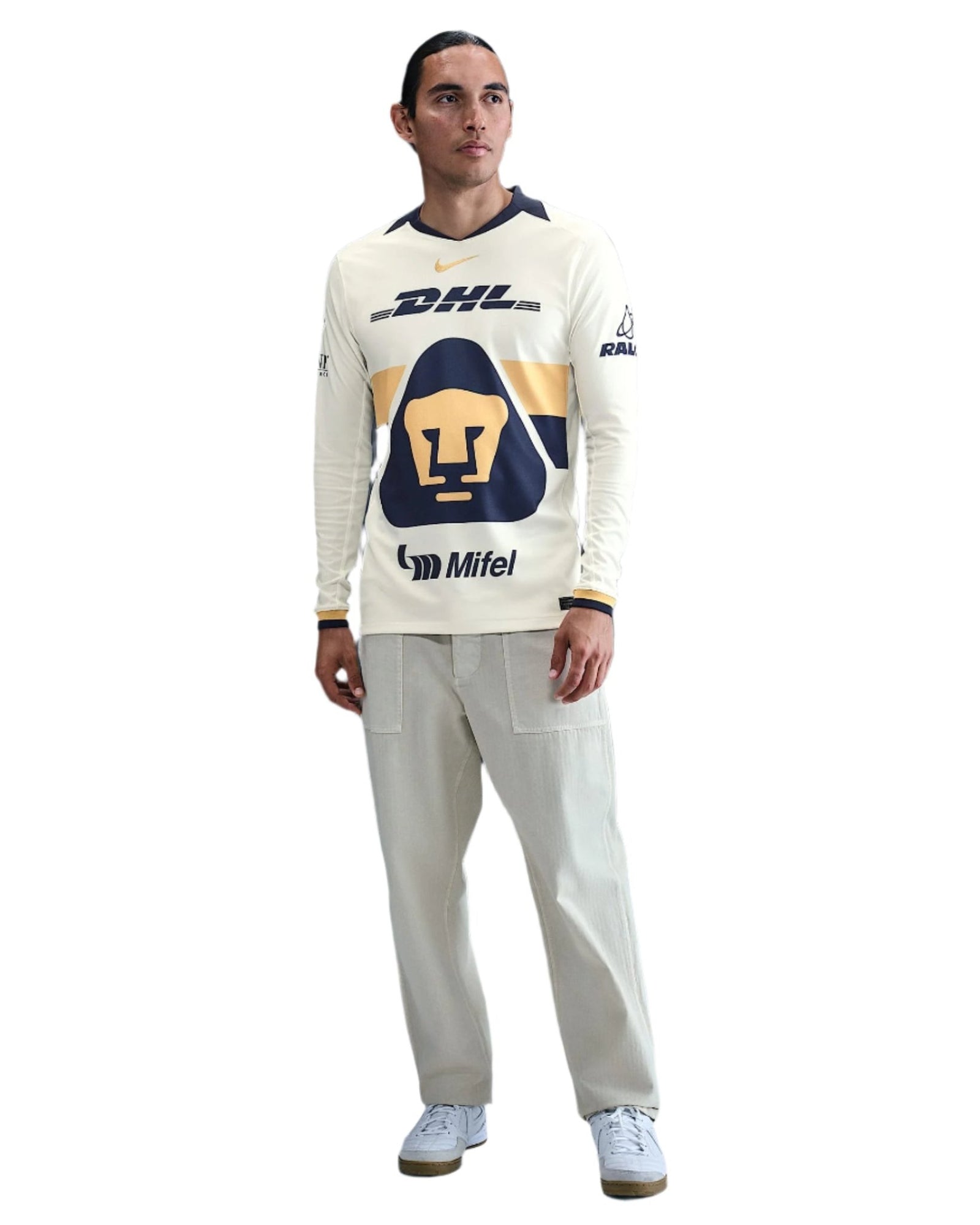 Nike Pumas UNAM 25/26 Long Sleeve Home Jersey (Sail/Club Gold) | SoccerWearhouse