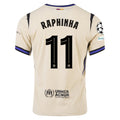 Nike Raphinha Men's FC Barcelona Authentic Away Jersey w/ Champions League Patches (Team Gold/Persian Violet/Black)