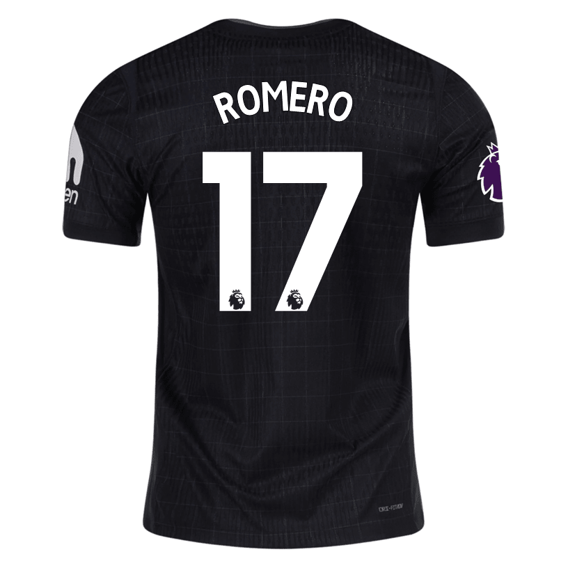 Nike Romero Tottenham Hotspur Authentic Away Jersey 25/26 w/ EPL Patch (Black/Iron) | SoccerWearhouse
