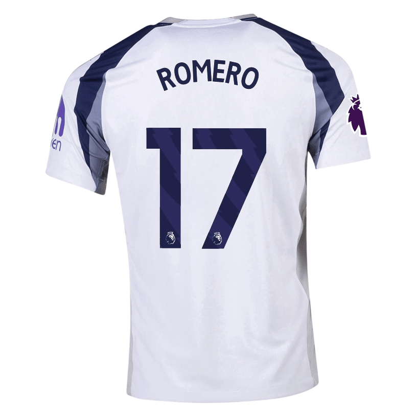 Nike Romero Tottenham Hotspurs Home Jersey w/ EPL + No Room For Racism Patch 25/26 (White/Iron/Binary Blue) | SoccerWearhouse