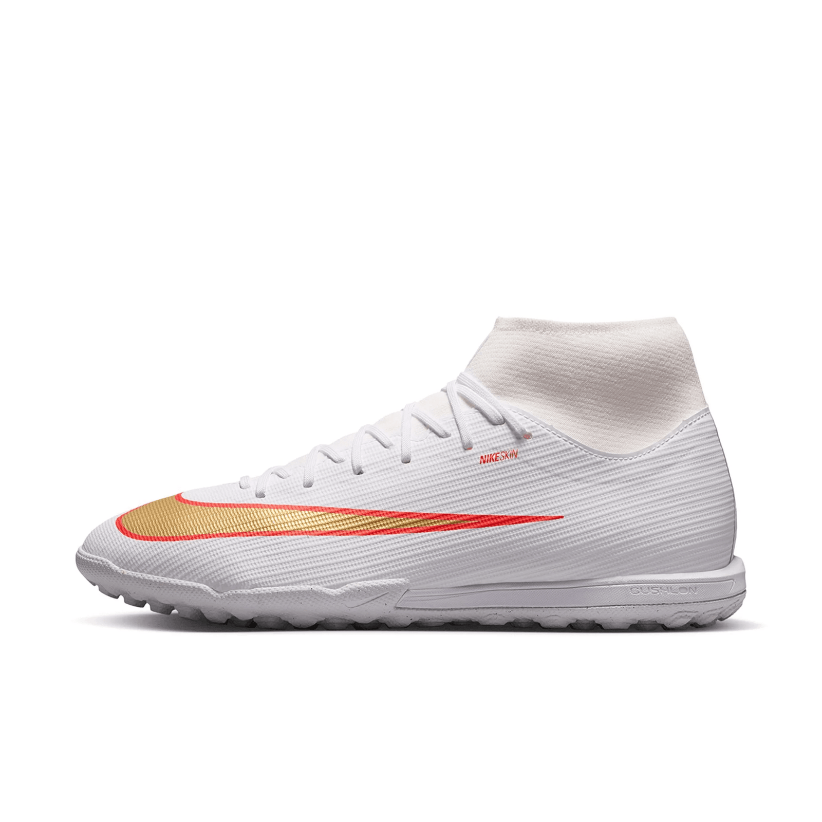 Nike Superfly 11 Academy Turf Soccer Shoes (White/Blur/Bright Crimson) | SoccerWearhouse