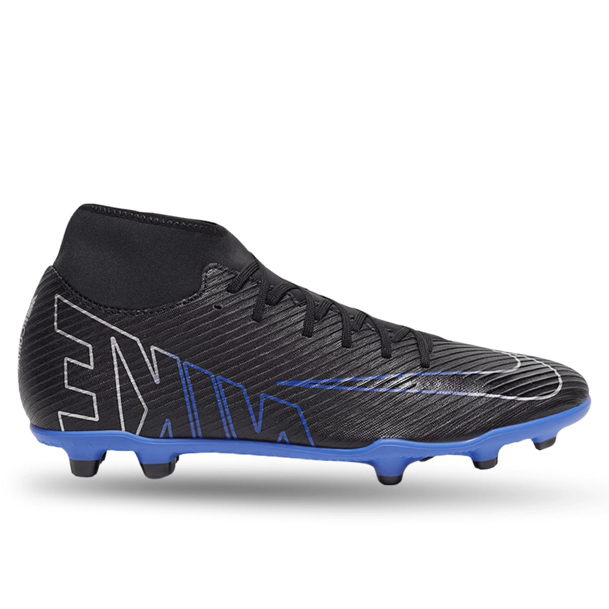 Nike Superfly 9 Club FG/MG Soccer Cleats (Black/Chrome - Hyper Royal) | SoccerWearhouse