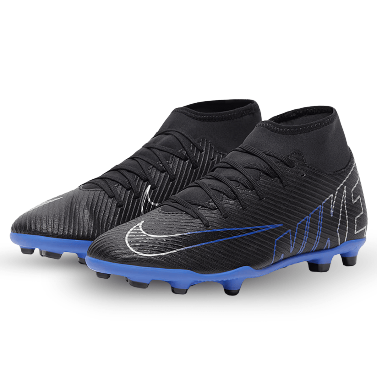 Nike Superfly 9 Club FG/MG Soccer Cleats (Black/Chrome - Hyper Royal) | SoccerWearhouse