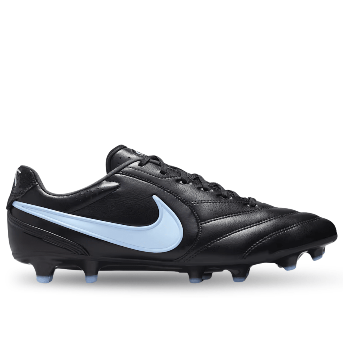 Nike Tiempo Ligera Pro FG Soccer Cleats (Black/Obsidian/Ice Blue) | SoccerWearhouse