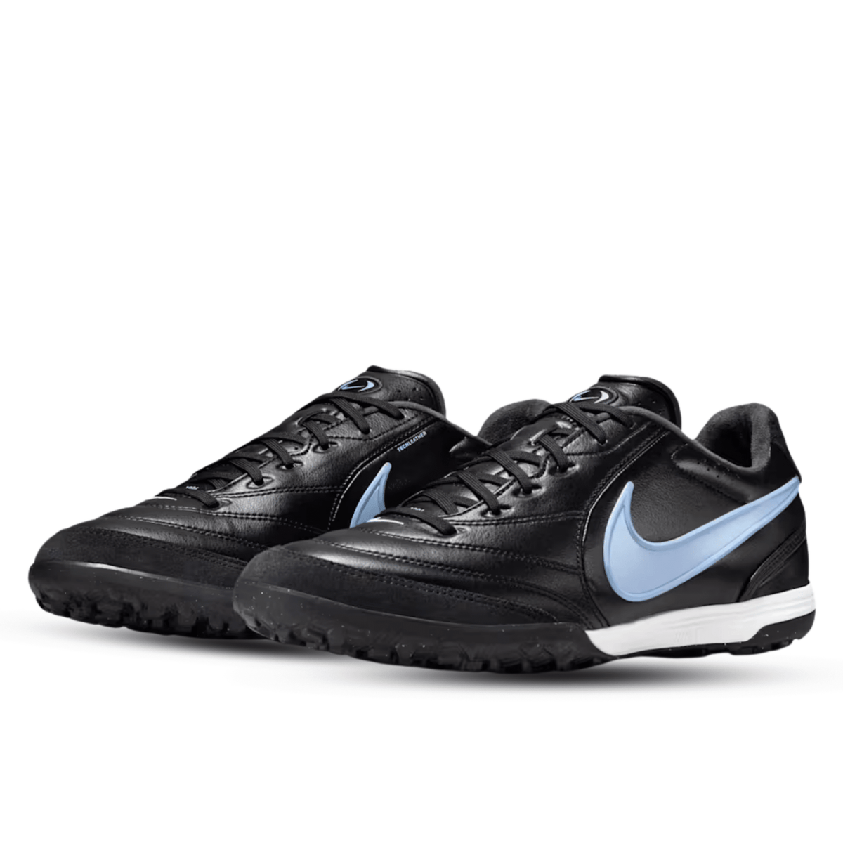 Nike Tiempo Ligera Pro Turf Soccer Shoes (Black/Obsidian/Ice Blue) | SoccerWearhouse