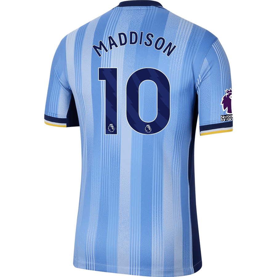 Nike Tottenham James Maddison Away Jersey w/ EPL + No Room For Racism Patches 24/25 (Cobalt Bliss/Binary Blue) | SoccerWearhouse