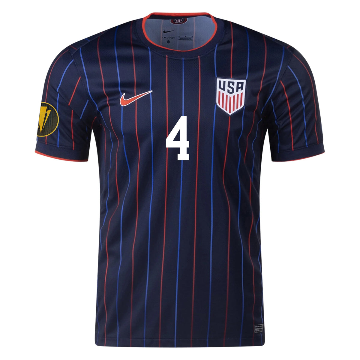 Nike Tyler Adams United States Away Jersey 25/26 w/ Gold Cup Patch 2025 (Obsidian/Challenge Red) | SoccerWearhouse