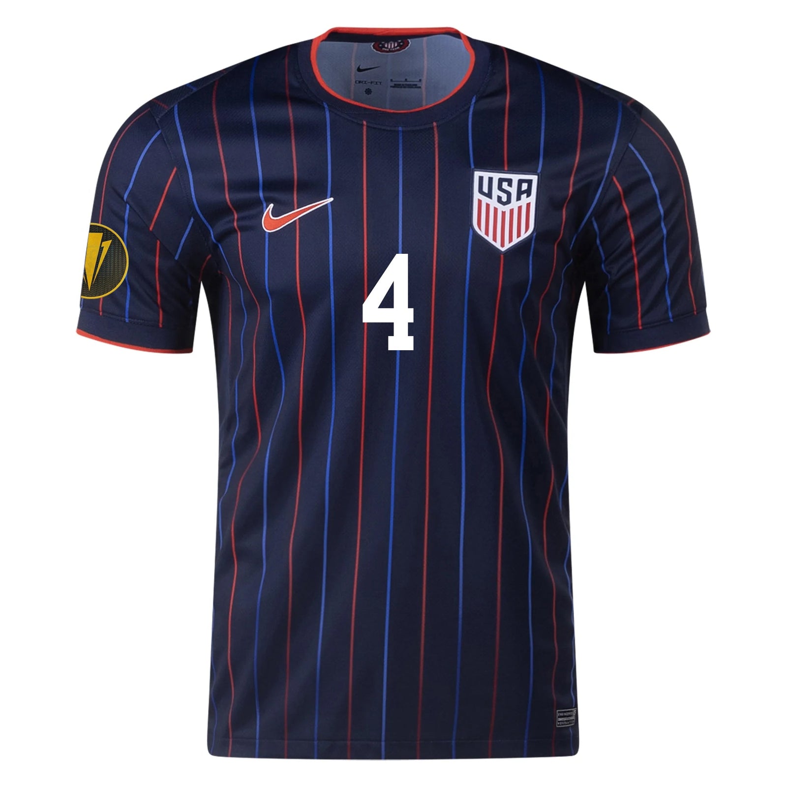 Nike Tyler Adams United States Away Jersey 25/26 w/ Gold Cup Patch 2025 (Obsidian/Challenge Red) | SoccerWearhouse