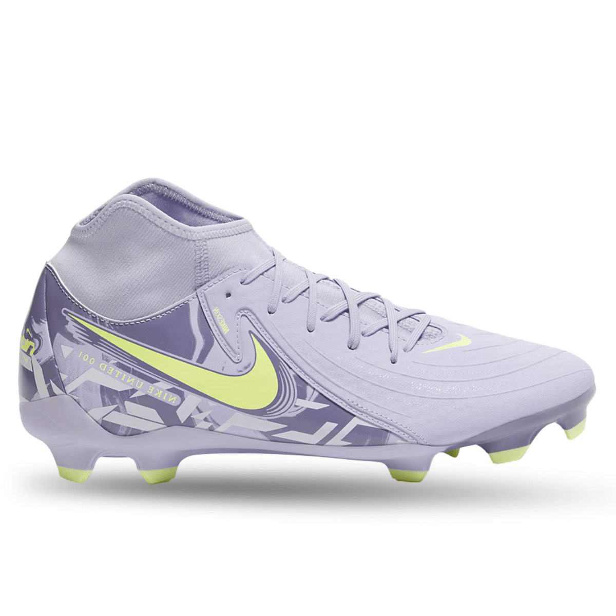 Nike United Phantom Luna II Academy FG/MG Soccer Cleats (Purple Agate/Barely Volt) | SoccerWearhouse