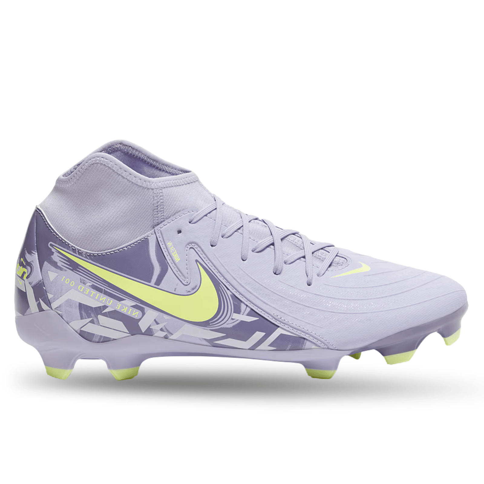 Nike United Phantom Luna II Academy FG/MG Soccer Cleats (Purple Agate/Barely Volt) | SoccerWearhouse