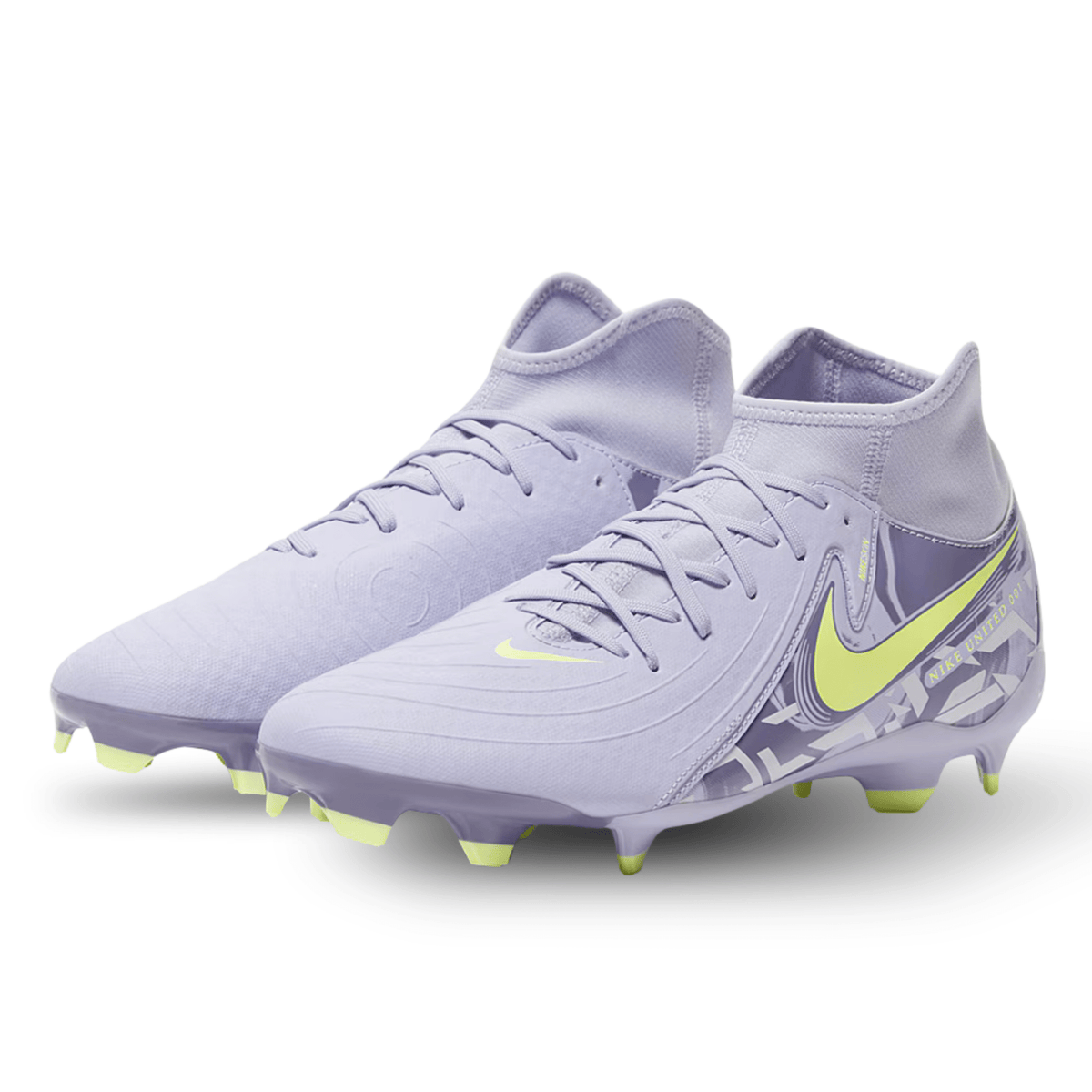 Nike United Phantom Luna II Academy FG/MG Soccer Cleats (Purple Agate/Barely Volt) | SoccerWearhouse