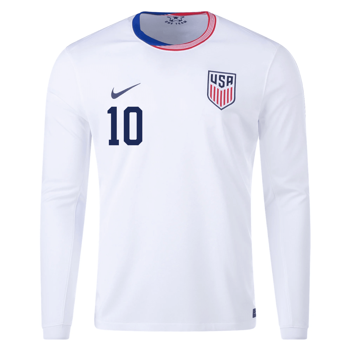 Nike United States Christian Pulisic Long Sleeve Home Jersey 24/25 (White) | SoccerWearhouse