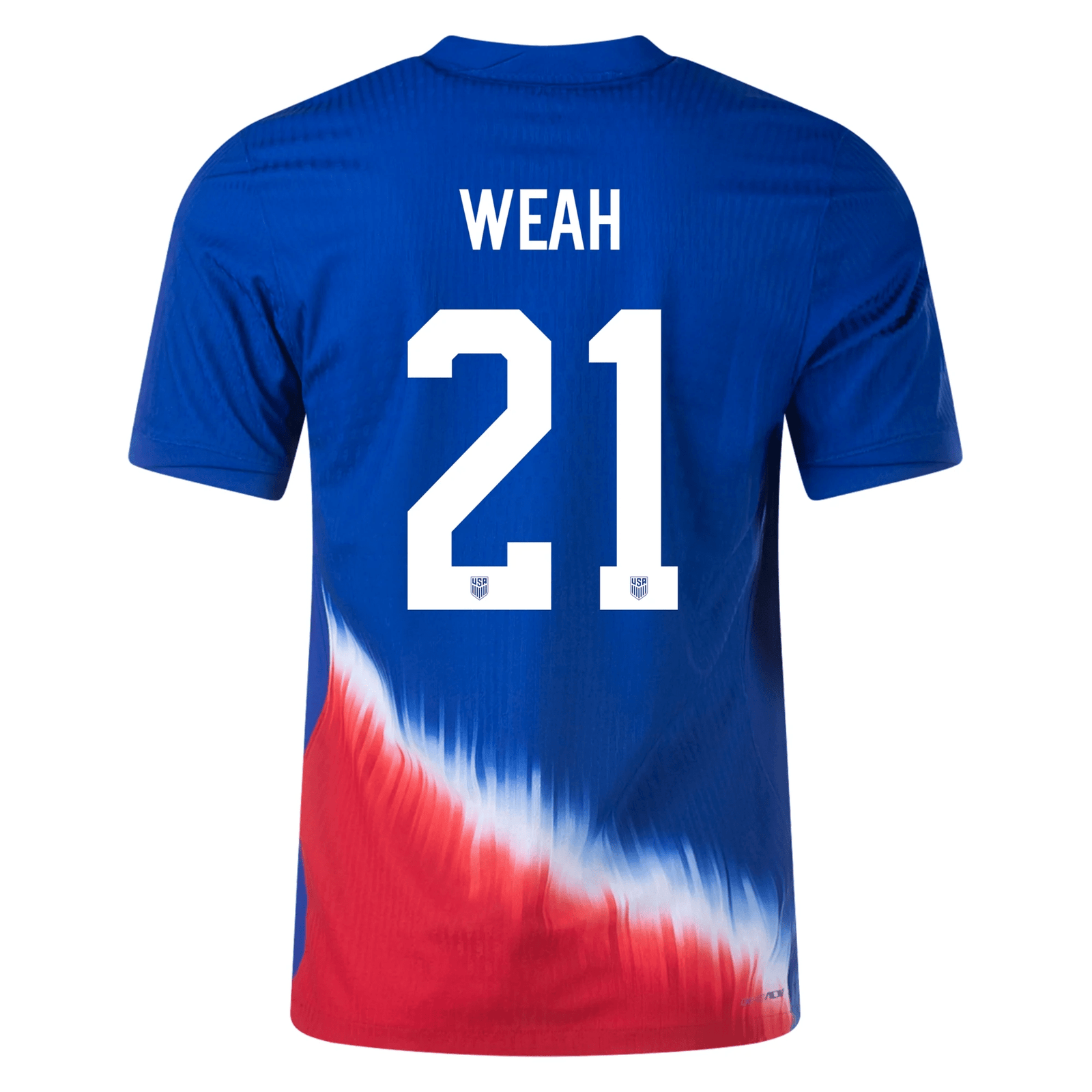 Nike United States Match Authentic Timothy Weah Away Jersey 24/25 (Old Royal/Sport Red/White) | SoccerWearhouse