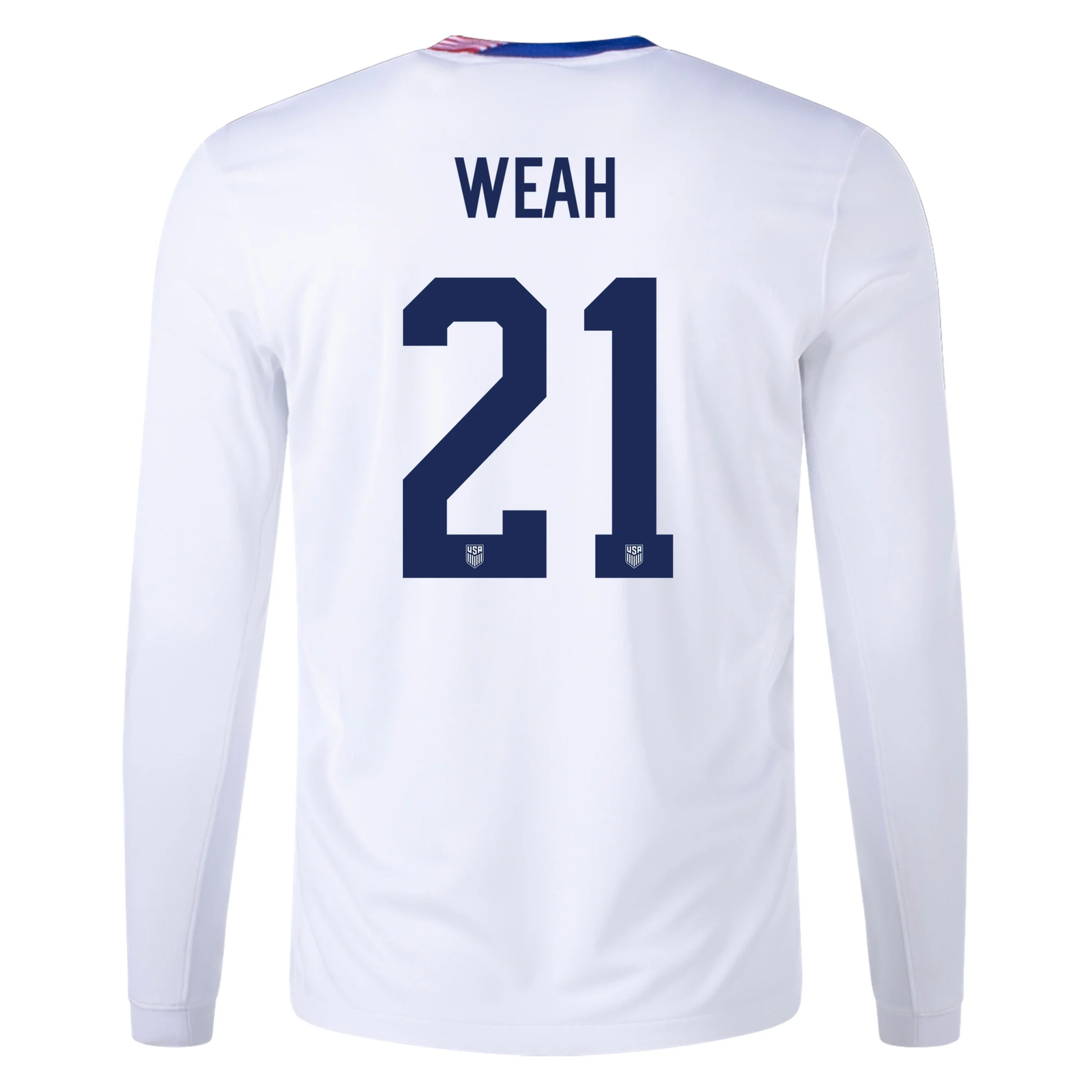 Nike United States Timothy Weah Long Sleeve Home Jersey 24/25 (White) | SoccerWearhouse