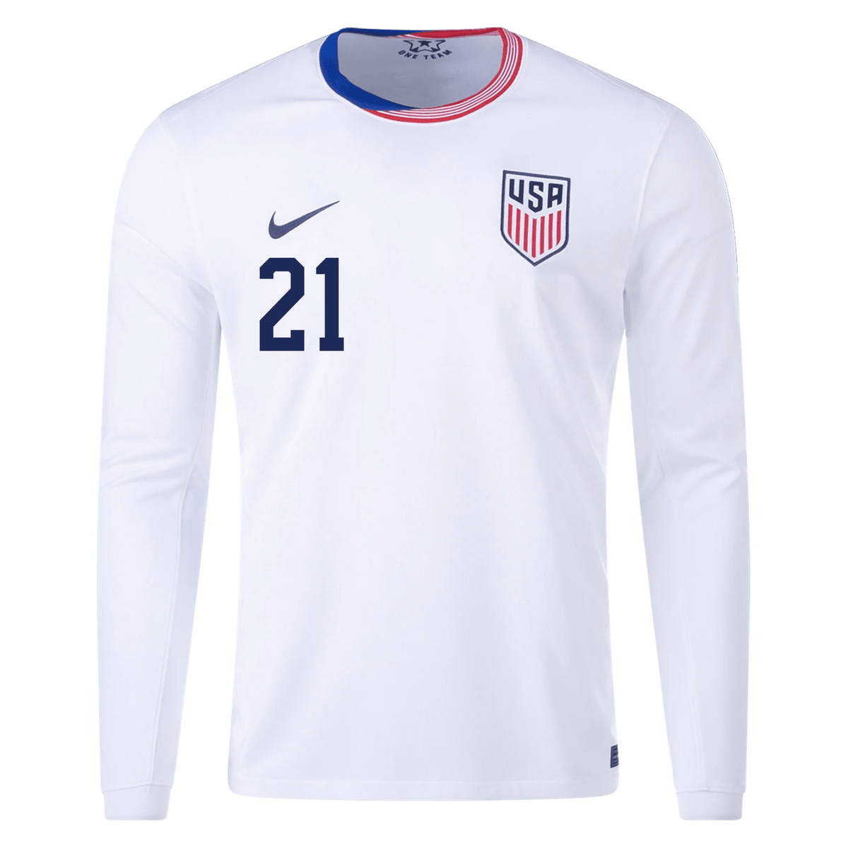 Nike United States Timothy Weah Long Sleeve Home Jersey 24/25 (White) | SoccerWearhouse