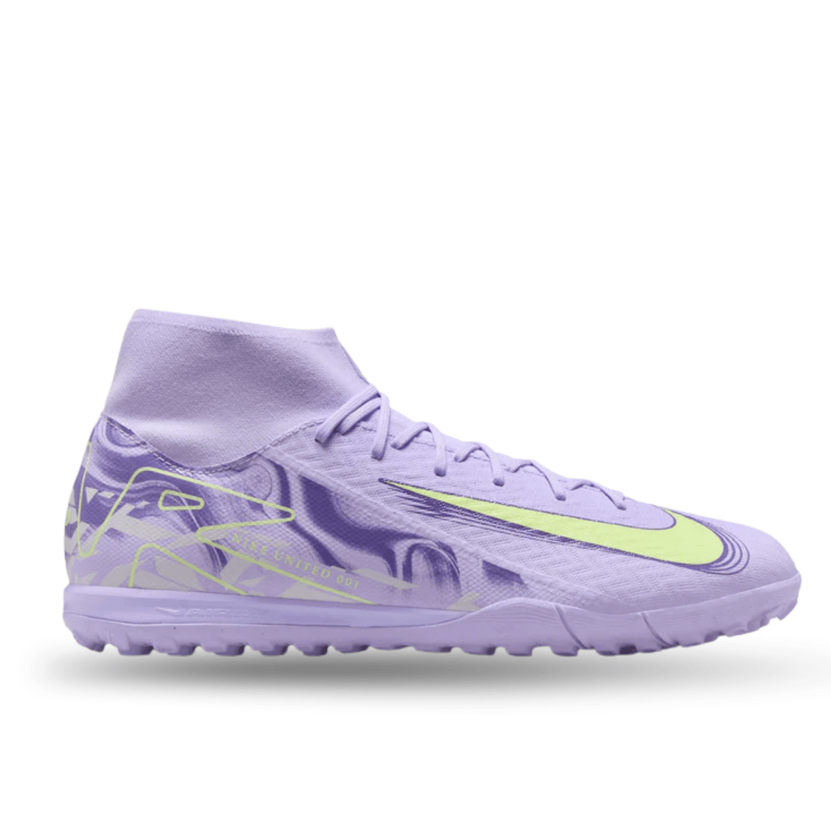 Nike United Zoom Superfly 10 Academy Turf Soccer Shoes (Purple Agate/Barely Volt) | SoccerWearhouse
