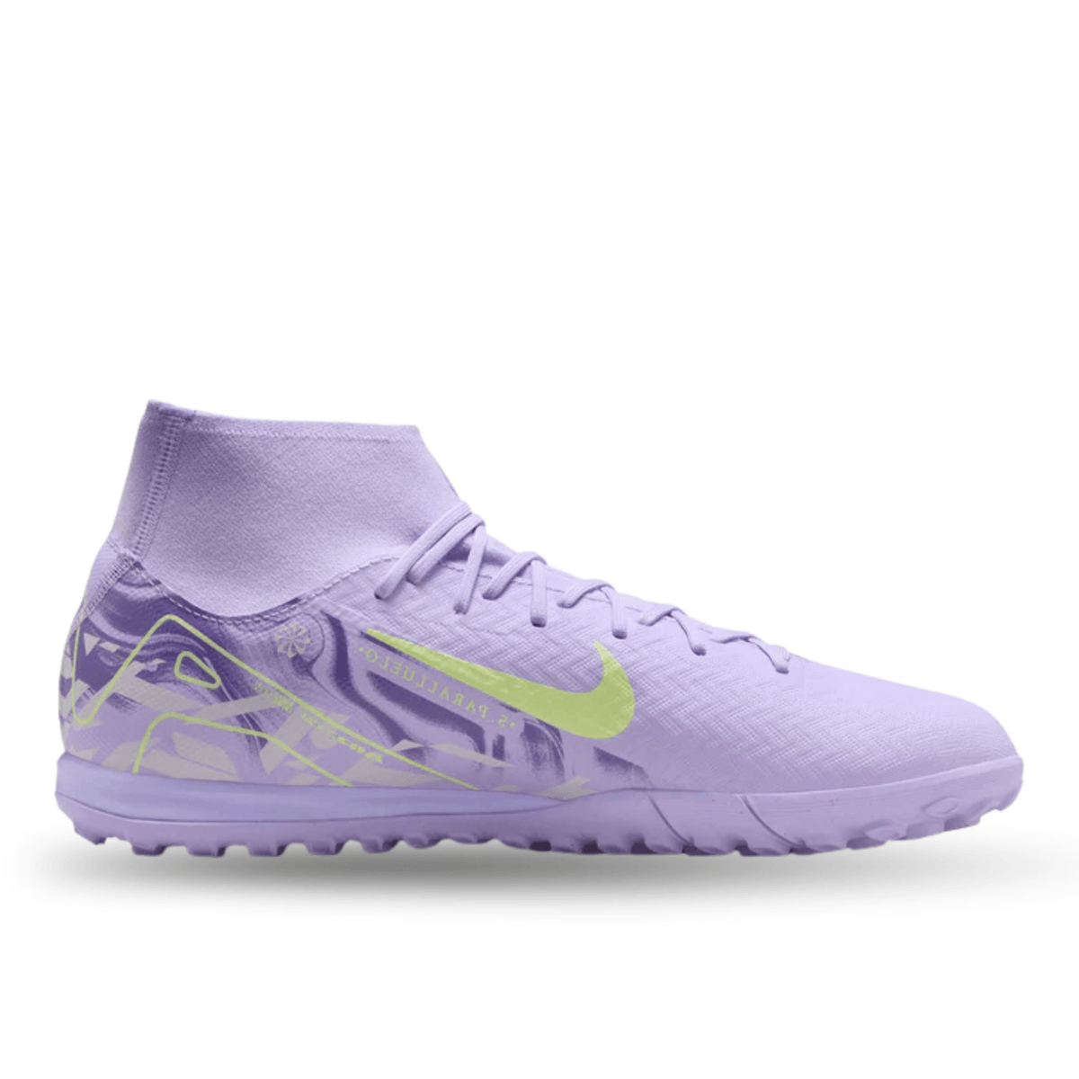 Nike United Zoom Superfly 10 Academy Turf Soccer Shoes (Purple Agate/Barely Volt) | SoccerWearhouse