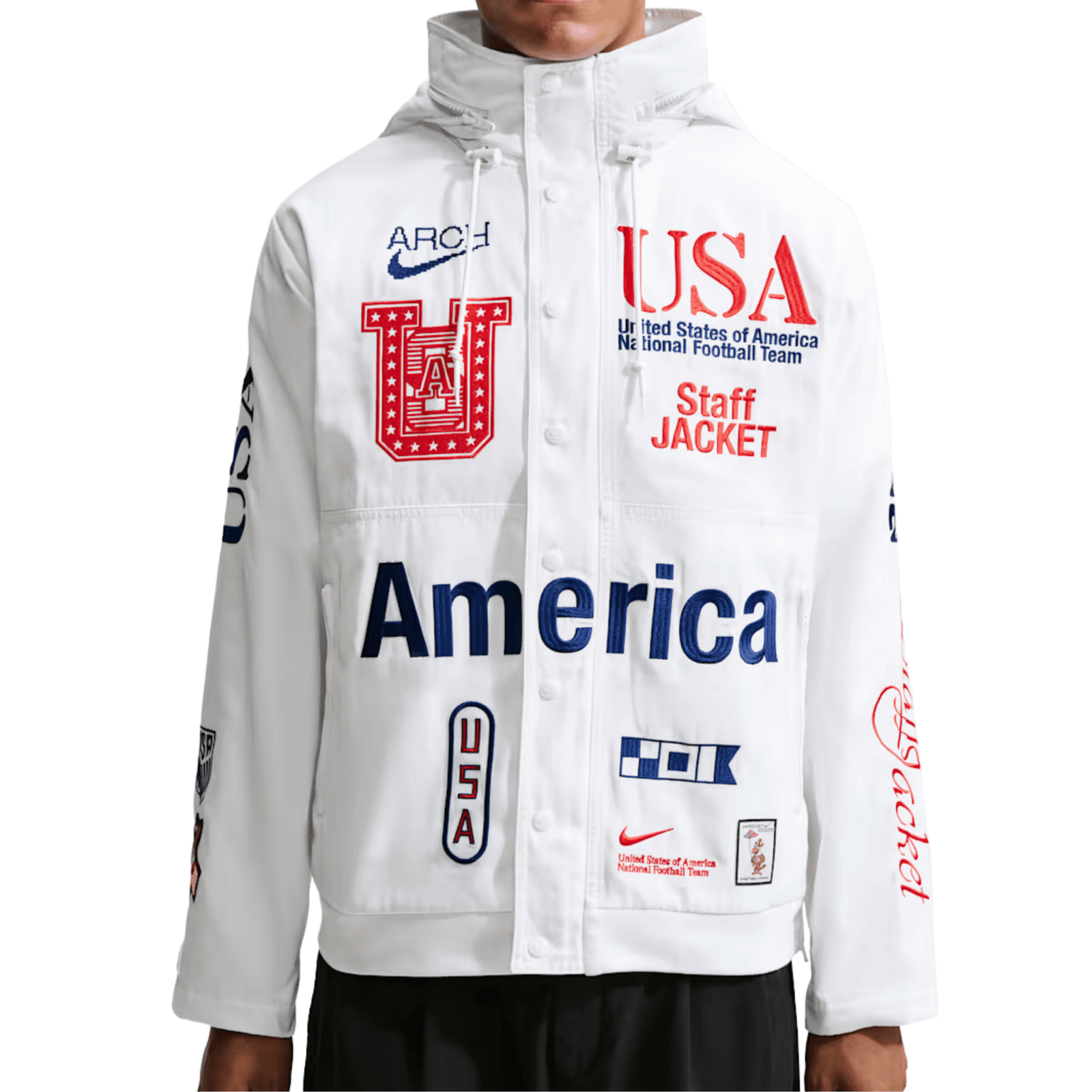 Nike USA 2026 Woven Staff Jacket (White) | SoccerWearhouse