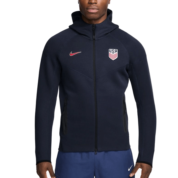 Nike USA 25/26 Tech Fleece Windrunner Jacket (Obsidian/Challenge Red) | SoccerWearhouse