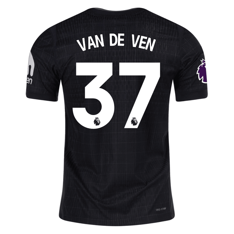 Nike Van de ven Tottenham Hotspur Authentic Away Jersey 25/26 w/ EPL Patch (Black/Iron) | SoccerWearhouse