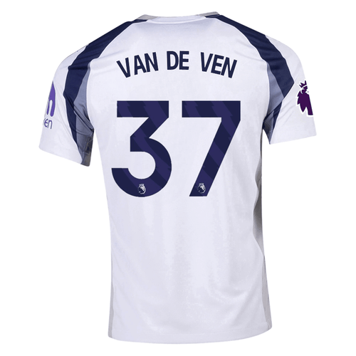Nike Van de ven Tottenham Hotspurs Home Jersey w/ EPL + No Room For Racism Patch 25/26 (White/Iron/Binary Blue) - S