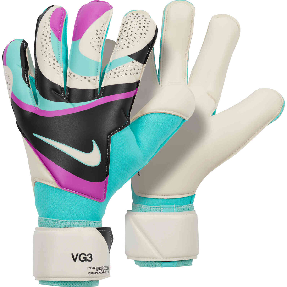 Nike Vapor Grip3 Goalkeeper Gloves (Black/Hyper Turq/Rush Fuschia/White) | SoccerWearhouse