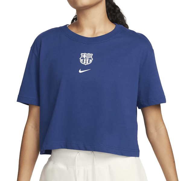 Nike Womens Barcelona Crest Crop T-Shirt (Deep Royal Blue) | SoccerWearhouse