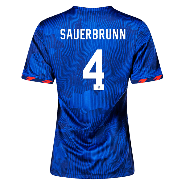 Nike Womens United States Becky Sauerbrunn 4 Star Away Jersey 23/24 w/ 2019 World Cup Champion Patch (Hyper Royal/Loyal Blue) | SoccerWearhouse