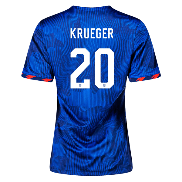 Nike Womens United States Casey Krueger 4 Star Away Jersey 23/24 w/ 2019 World Cup Champion Patch (Hyper Royal/Loyal Blue) | SoccerWearhouse