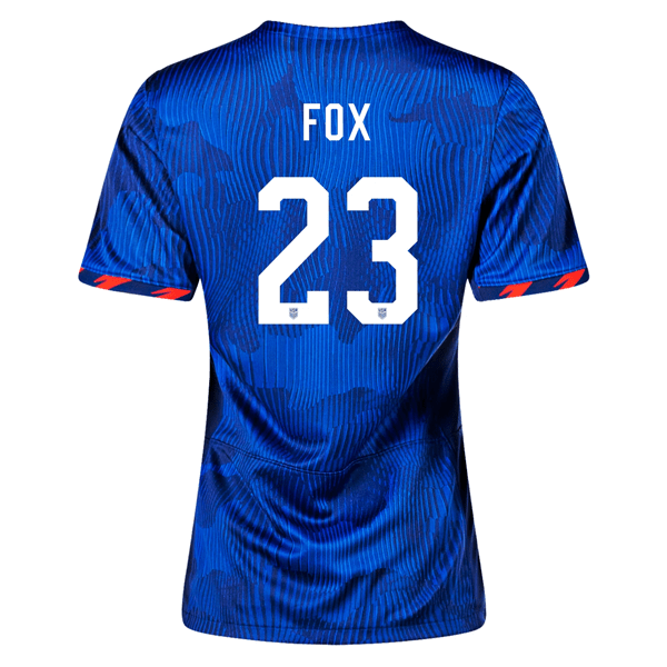 Nike Womens United States Emily Fox 4 Star Away Jersey 23/24 w/ 2019 World Cup Champion Patch (Hyper Royal/Loyal Blue) | SoccerWearhouse