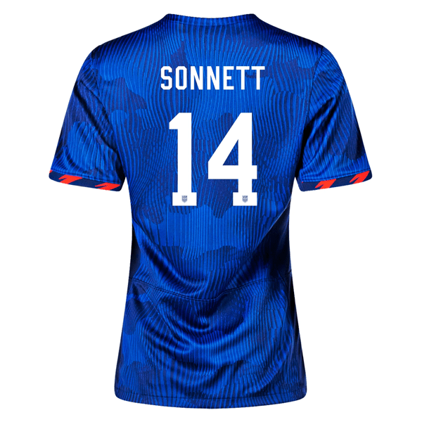 Nike Womens United States Emily Sonnett 4 Star Away Jersey 23/24 w/ 2019 World Cup Champion Patch (Hyper Royal/Loyal Blue) | SoccerWearhouse